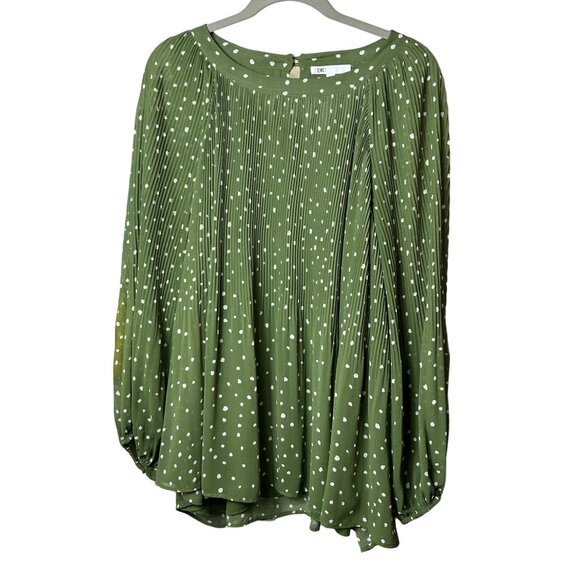 Daniel Rainn DR2 Tops - DR2 Daniel Rainn Green Polka Dot Long Sleeve Blouse 2X